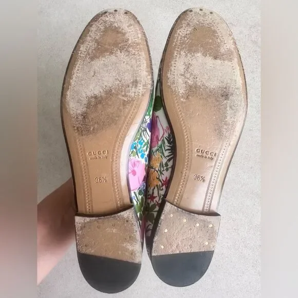 Gucci Ken Scott Jordaan Horsebit Leather Floral Print Loafer Flats EU 36.5 US6.5 - Picture 8 of 10
